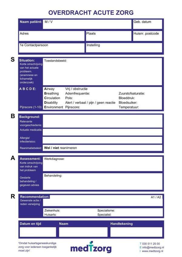 Overdrachtsformulier Acute zorg