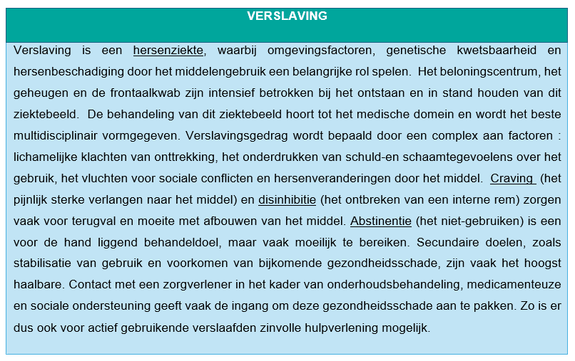 Tekstkader met uitleg over verslaving 