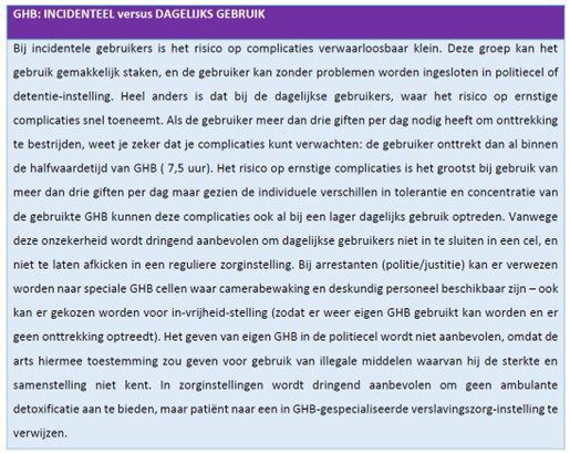 GHB Incidenteel versus dagelijks gebruik