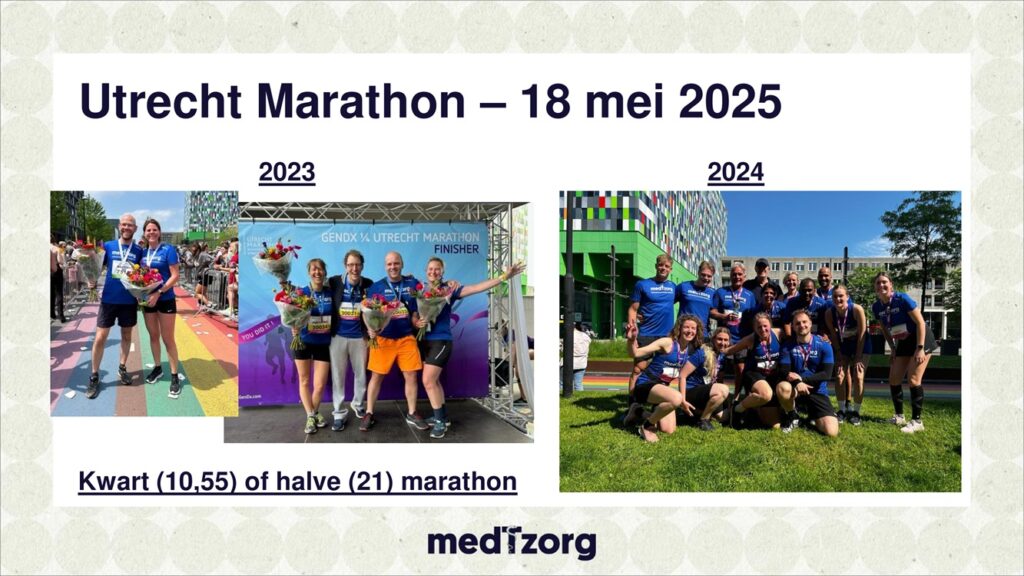 TeammedTzorg op de foto aan de finish van de Utrecht marathon