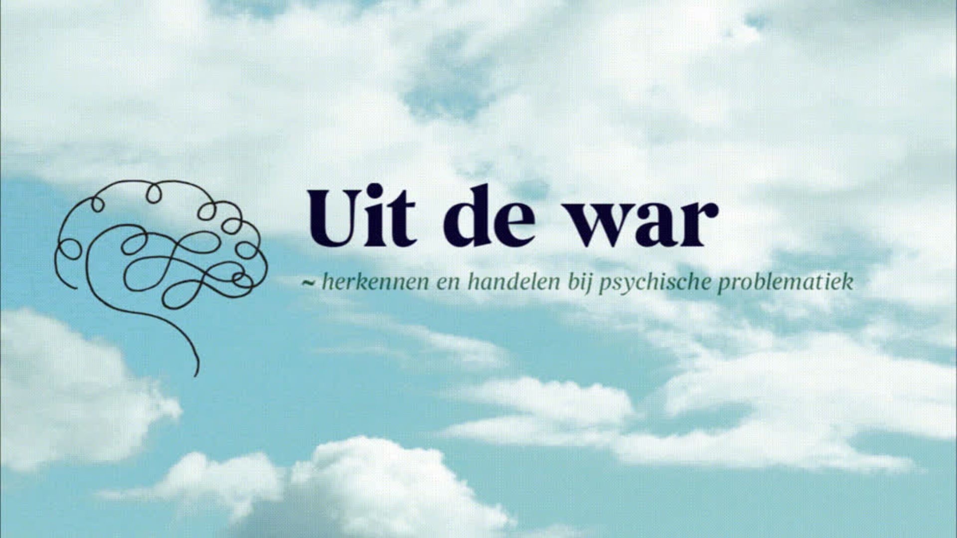 Banner met afbeelding wolken en tekst 'Uit de war'