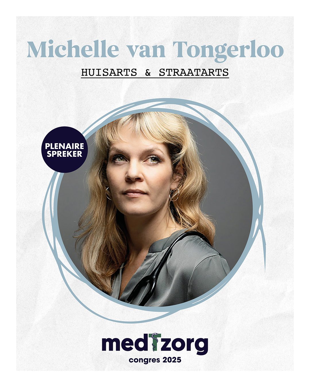 Afbeelding van aankondiging plenaires spreker Michelle van Tongeloo tijdens medTzorg congres 2025