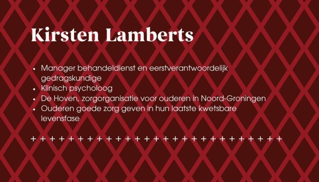 Kaartje met personalia Kirsten Lamberts