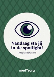 Afbeelding van de kaart tbv Dag van de Huisarts 2026 met tekst 'vandaag sta jij in de spotlight'